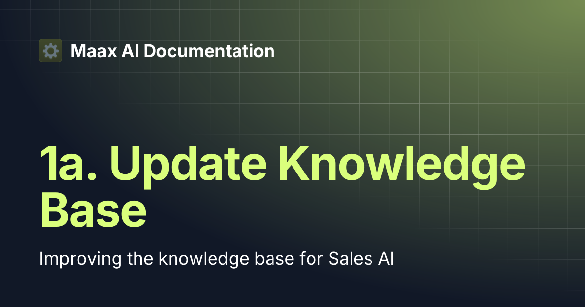 1a. Update Knowledge Base | Maax AI Documentation